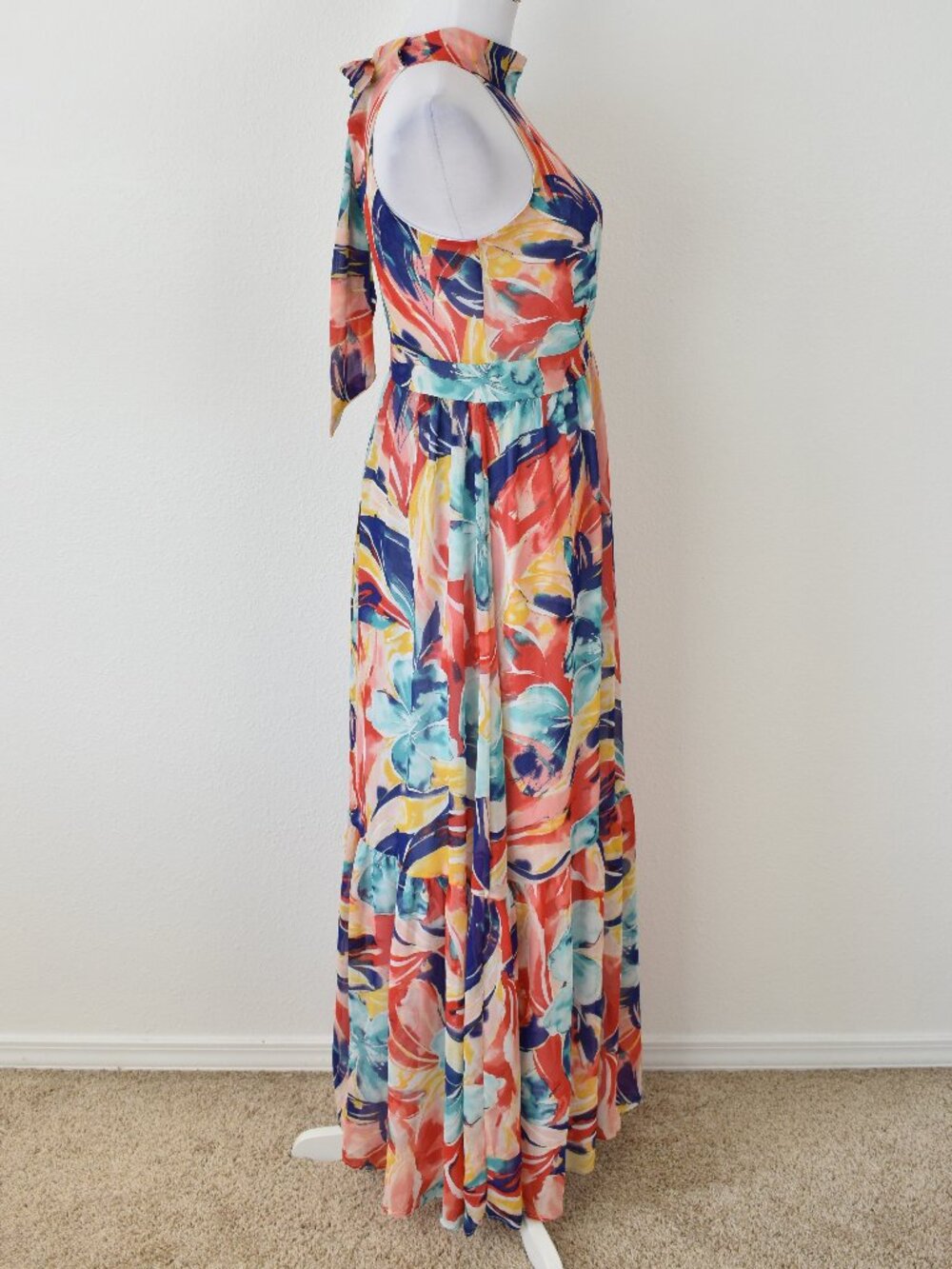 Tahari Arthur S Levine Chiffon Floral Maxi Dress - 4 - Picture 9 of 11